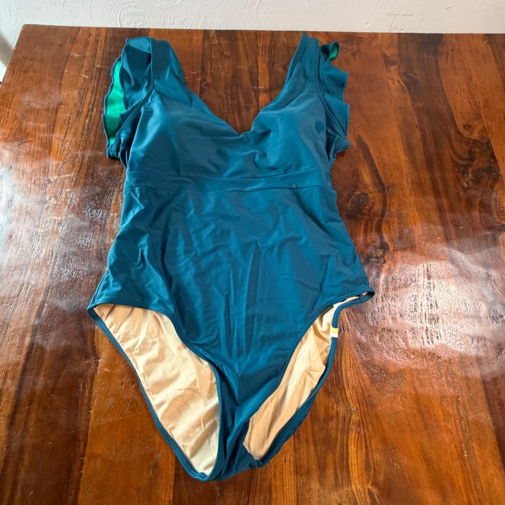 Summersalt The Ruffle Backflip One Piece Swimsuit Teal Green Size 12